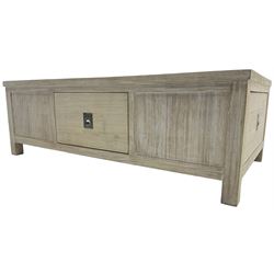 Contemporary lime-washed oak coffee table, fitted with four drawers 