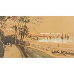 Austin Smith (British fl.1913-1928): Sailboats off Scarborough, pair of watercolours signed; together with Alfred Durham (British 19th century): Coastal Views of Scarborough, set of three watercolours heightened with white signed and one dated 1907 max 18cm x 32cm (5)
