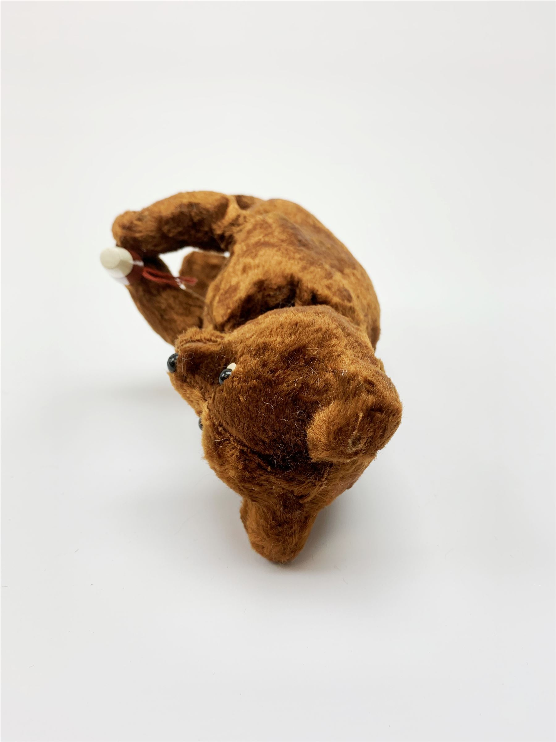 'Meabeab' Russian clockwork plush covered bear c1950s depicted standing with open mouth holding an ice lolly H9