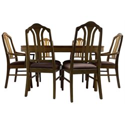 Nathan - teak oval extending dining table (99cm x 153cm - 205cm, H75cm ); and a set of six chairs