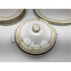 Wedgwood Cornucopia part dinner service, comprising six dinner plates, six soup bowls, six bowls, two serving platters, two oval dishes, covered serving dish, sauce boat and saucer (25)