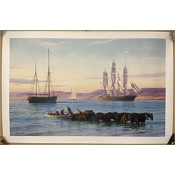 John Steven Dews (British 1949-): ‘Sunrise - Spencer Gulf’, limited edition print on canvas numbered 21/300, 70cm x 111cm