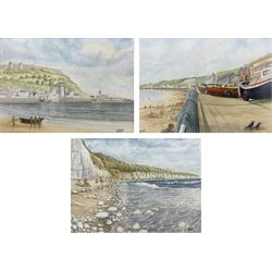 Alan Clark (British Contemporary): Scarborough, Filey, and Bridlington, set three watercolours signed, the latter dated 2000, 26cm x 36cm (3)