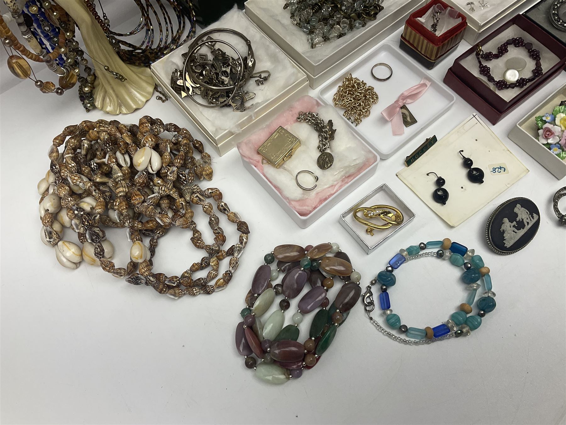 Pair of 9ct gold screw back earrings, silver dolphin jewellery, including necklace, bracelet, ring and earrings, other silver jewellery, two Sekonda wristwatches and a collection of costume jewellery 