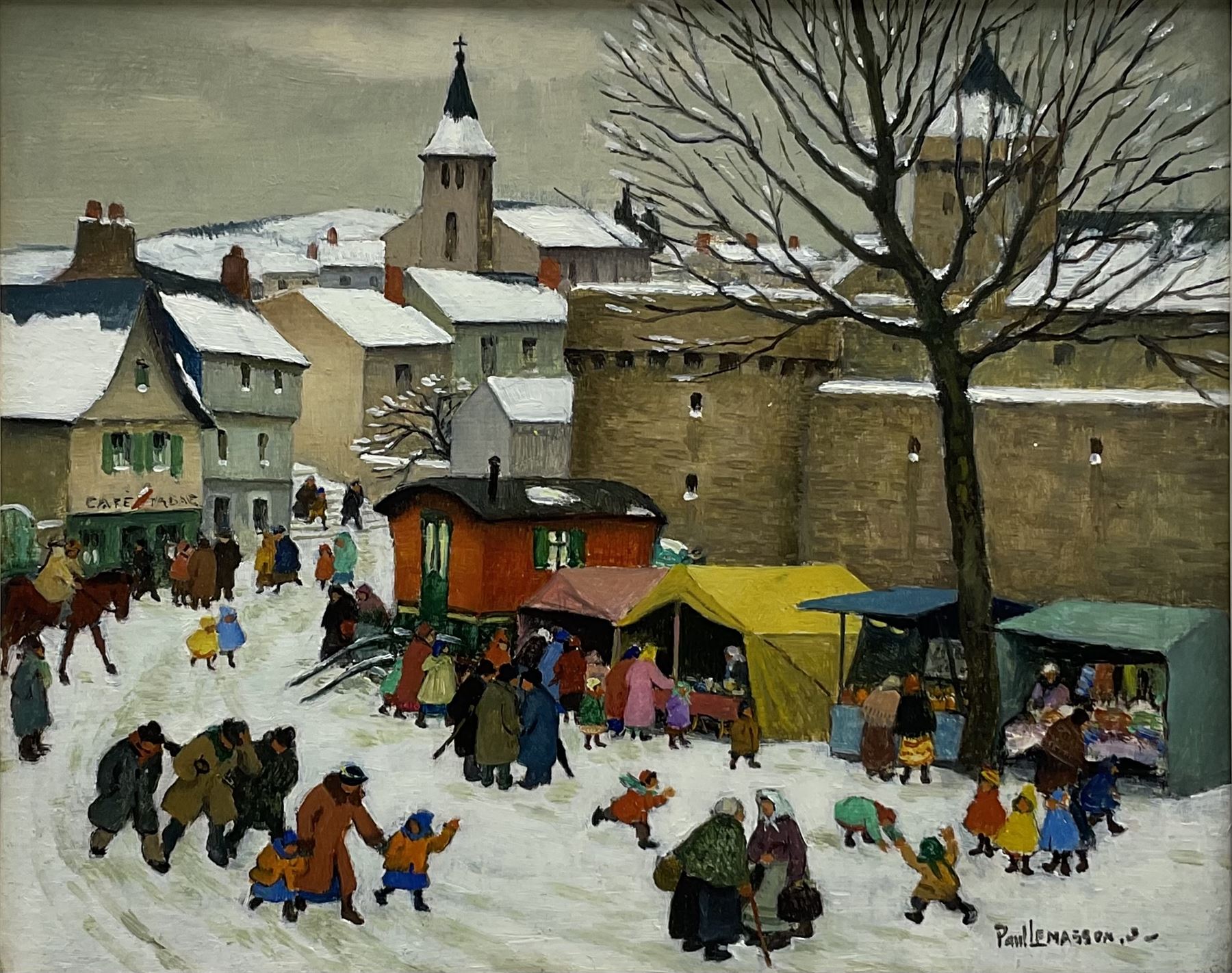 Paul Lemasson (French 1897-1971): Market Day, oil on board signed 21cm x 26cm