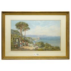 Charles Edmund Rowbotham (British 1856-1921): Ladies Carrying Amphorae on the Amalfi Coast, watercolour signed and dated 1891, 40cm x 65cm