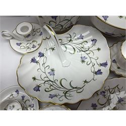Large collection of Spode Campanula pattern ceramics, to include two cake plates, candle stick, vases bowls, planter, covered bon bon dish etc, many with boxes 