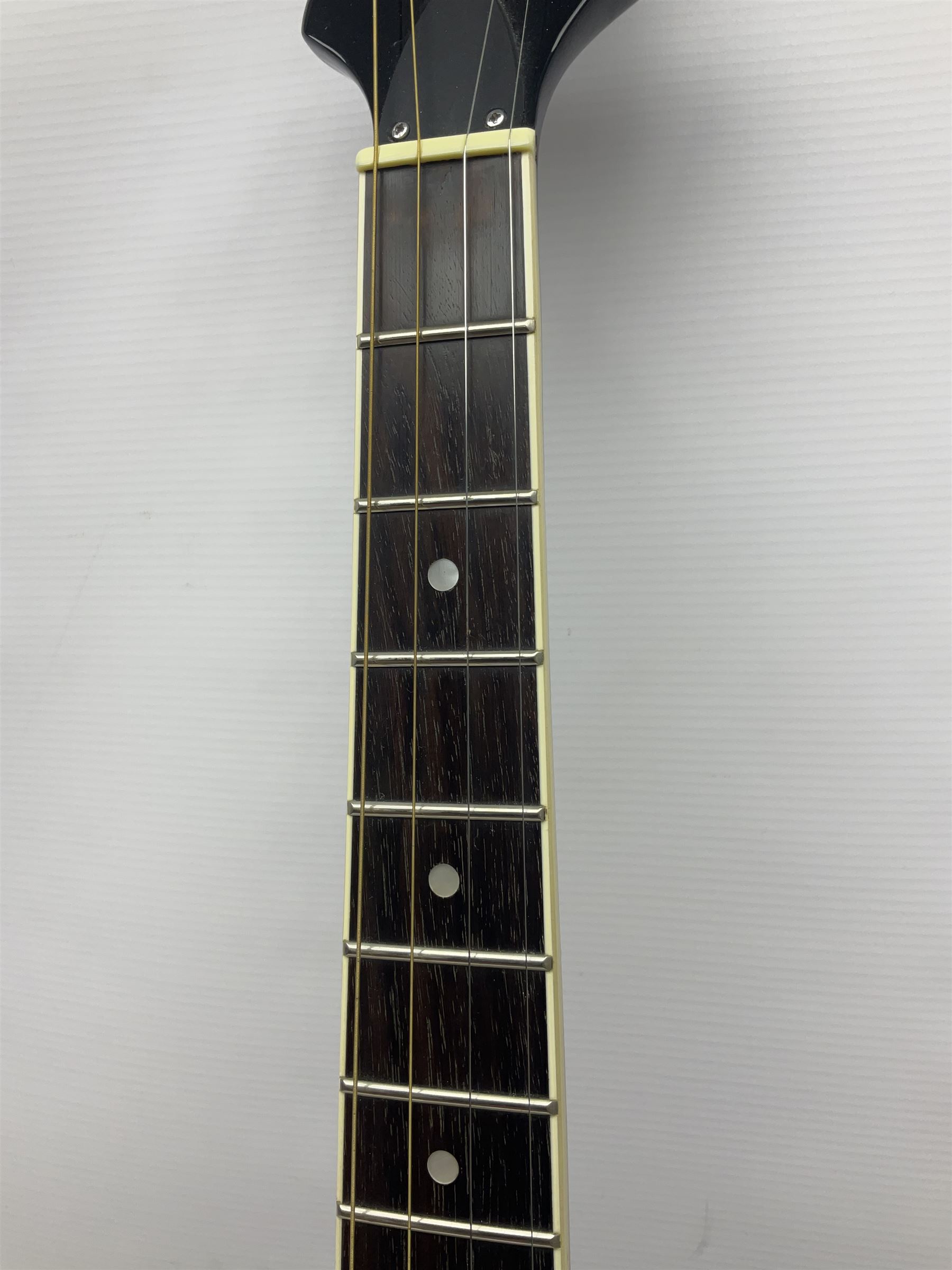 Eastwood of Canada Delta 4 electric four-string tenor resonator guitar with tobacco sunburst finish, serial no.1703437 L100cm; in original soft carrying case