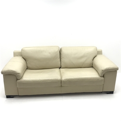  Violino three seat sofa upholstered in cream leather, W222cm  