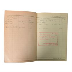 WWII Royal Air Force battle dress blouse, belonging to Flight Sargent Colin Scott 3011422, dated 1945, tailors label for M & N Horne Ltd 1945, Size No 7, blue cloth, Signaller cloth brevet, wireless officers patch to right sleeve and braid sergeant stripes to both sleeves, together with his flight log book, postings & Movements, Royal Air Force Service and Release Book, photographs etc  