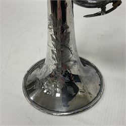 Victorian Class A silver plated trumpet retailed by Kitchen & Co,29 Queen Victoria Street Leeds, 1897 with mouthpiece/slide and in its original felt lined box

