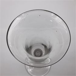 18th century drinking glass, with bell shaped bowl upon a double series opaque twist stem and circular foot, H15.5cm