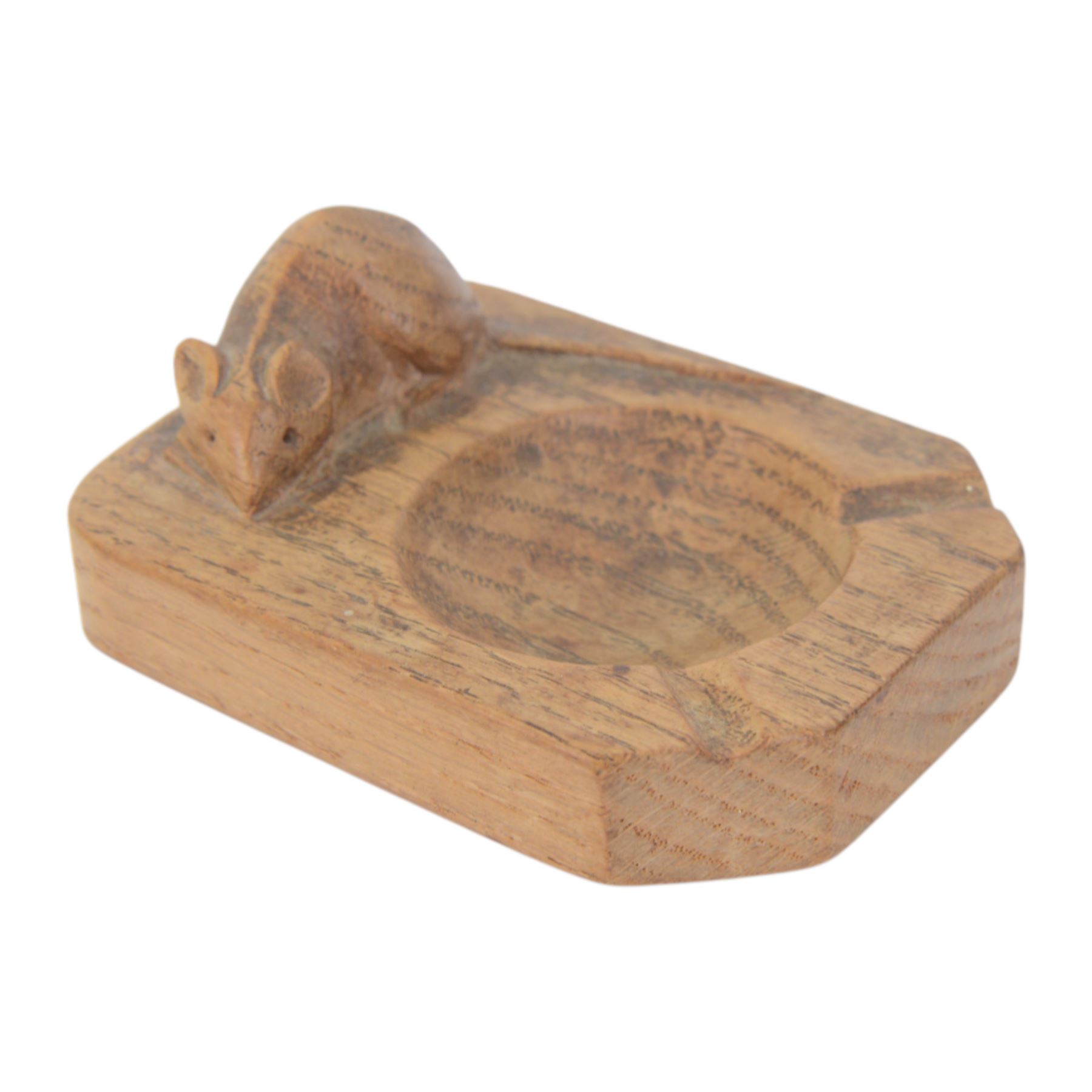 Mouseman - tooled oak ashtray, rectangular form with canted and rounded corners, carved with mouse signature, by the workshop of Robert Thompson, Kilburn, W10cm