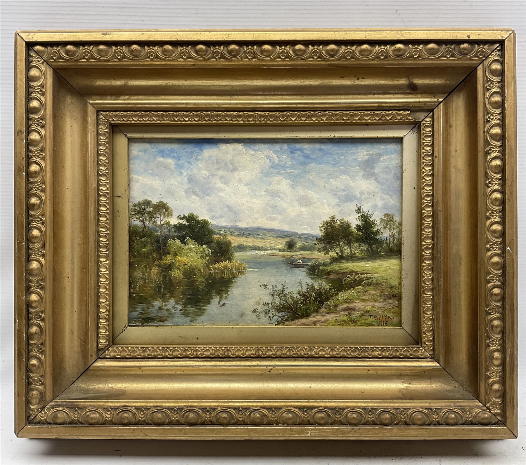 Thomas Spinks (British 1847-1927): Landscape with Stream, oil on panel signed and dated 1915, indistinctly titled verso 16.5cm x 24.5cm 