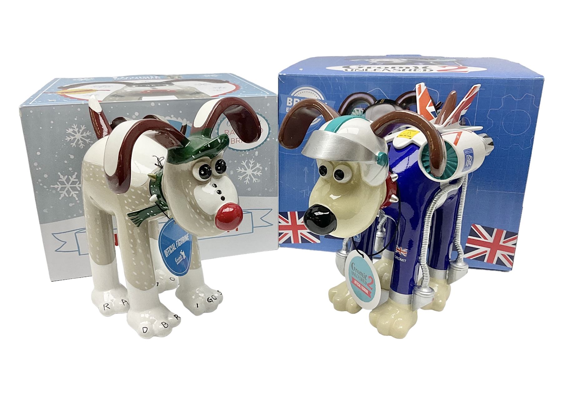 Wallace & Gromit - Gromit Unleashed: two Aardman Animations The Grand Appeal 'Gromit Unleashed' figures comprising Gromjet and Snow Gromit, both with boxes