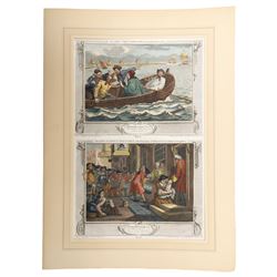 After William Hogarth (British 1697-1764): 'Industry and Idleness' series, complete set of twelve hand-coloured etchings individually titled and dated on the plate 1747, max 53cm x 35cm (7) (unframed)