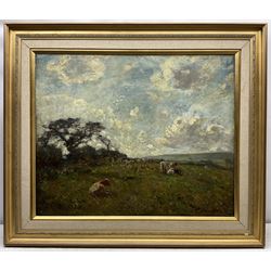 Frederic William Jackson (Staithes Group 1859-1918): Cattle Grazing, oil on canvas signed, Christies' stencil mark on the stretcher 71cm x 87cm