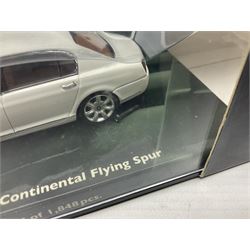 Nine Paul's Model Art 'Minichamps' 1:43 scale die-cast models - six boxed Bentleys and two unboxed Bentleys; and a Bedford estate van (9)