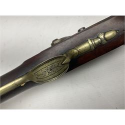 Early 19th century 20-bore flintlock converted to percussion fowling piece by Fisher, the 96.5cm(38