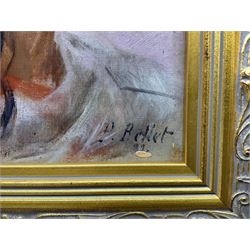 Pierre Auguste Bellet (Romanian/French 1865-1924): Young Lady with Headscarf, oil on canvas signed and indistinctly dated 23cm x 19cm