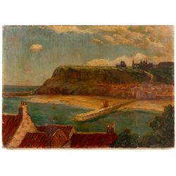 English School (Late 19th/Early 20th Century): View of Whitby and Staithes Beck Bridge, pair of oils on canvas unsigned max 25.5cm x 36cm (2) (unframed)