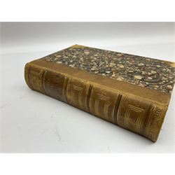 Eighteen 19th century leather bound books including Oeuvres Completes De Voltaire. 1827 Paris. Two volumes; Oeuvres De Pierre Corneille. 1892 Paris; Commentarium in Librum Geneseos Scripsit Thomas Josephus Lamy. 1883 Mechliniae; etc (18)