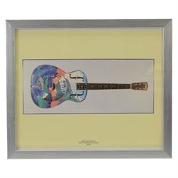 Mark Knopfler Guitar Heroes framed vinyl, together with Dire Straits Brothers in Arms framed vinyl and Dire Straits framed print
