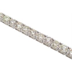 18ct white gold round brilliant cut diamond line bracelet, stamped 18K, total diamond weight approx 10.75 carat