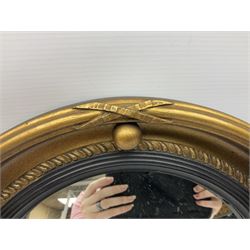 Two circular convex mirrors with gilded frames, max W60cm