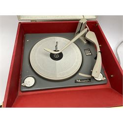 Dansette portable record player with Monarch turntable, together with a vintage dicomatic machine