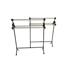 Pair late 19th century wrought metal and brass clothes dryers or racks