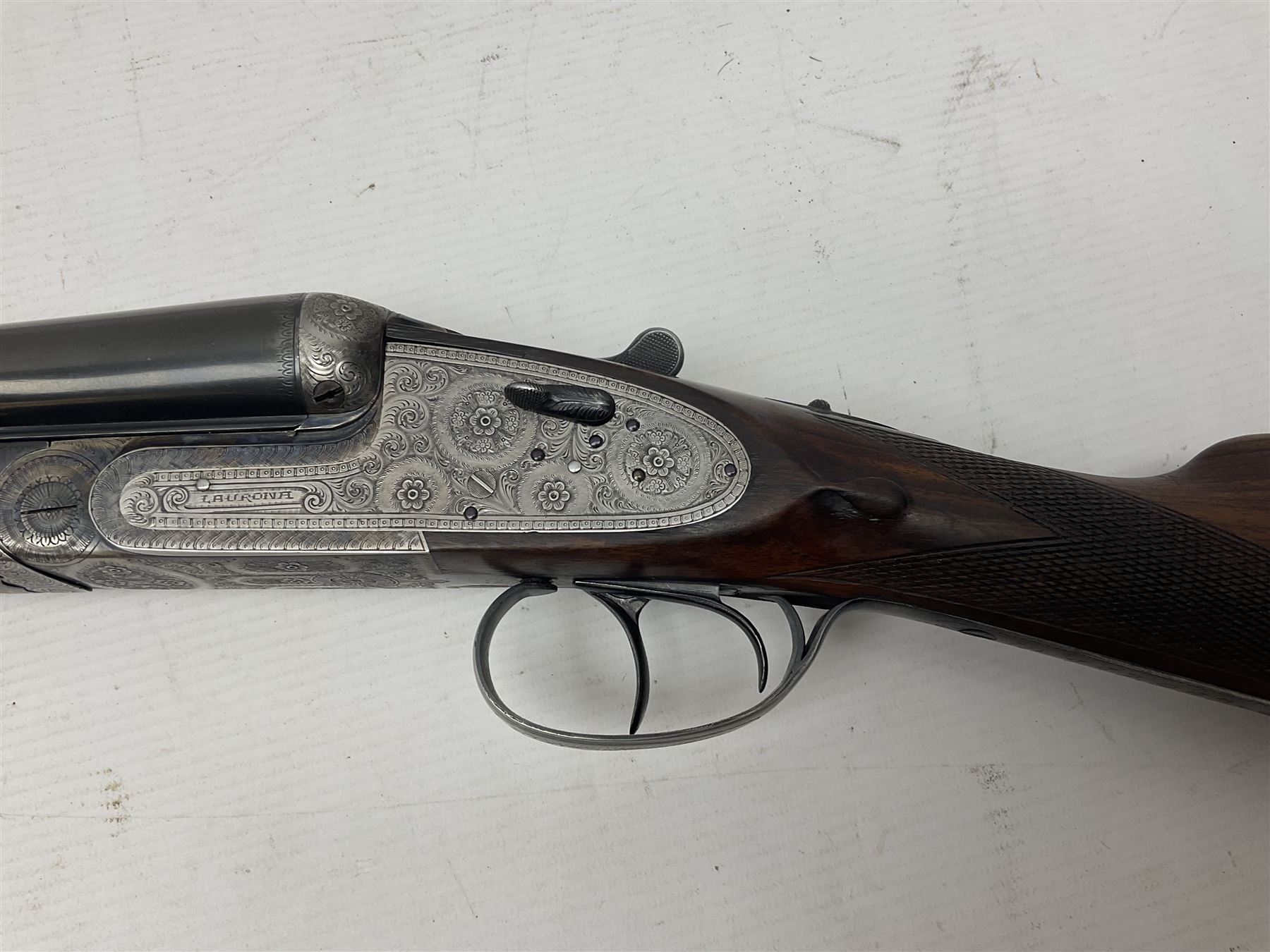 SHOTGUN CERTIFICATE REQUIRED - Spanish Laurona 12-bore double barrel side-by-side sidelock ejector sporting gun with 70cm (27.5
