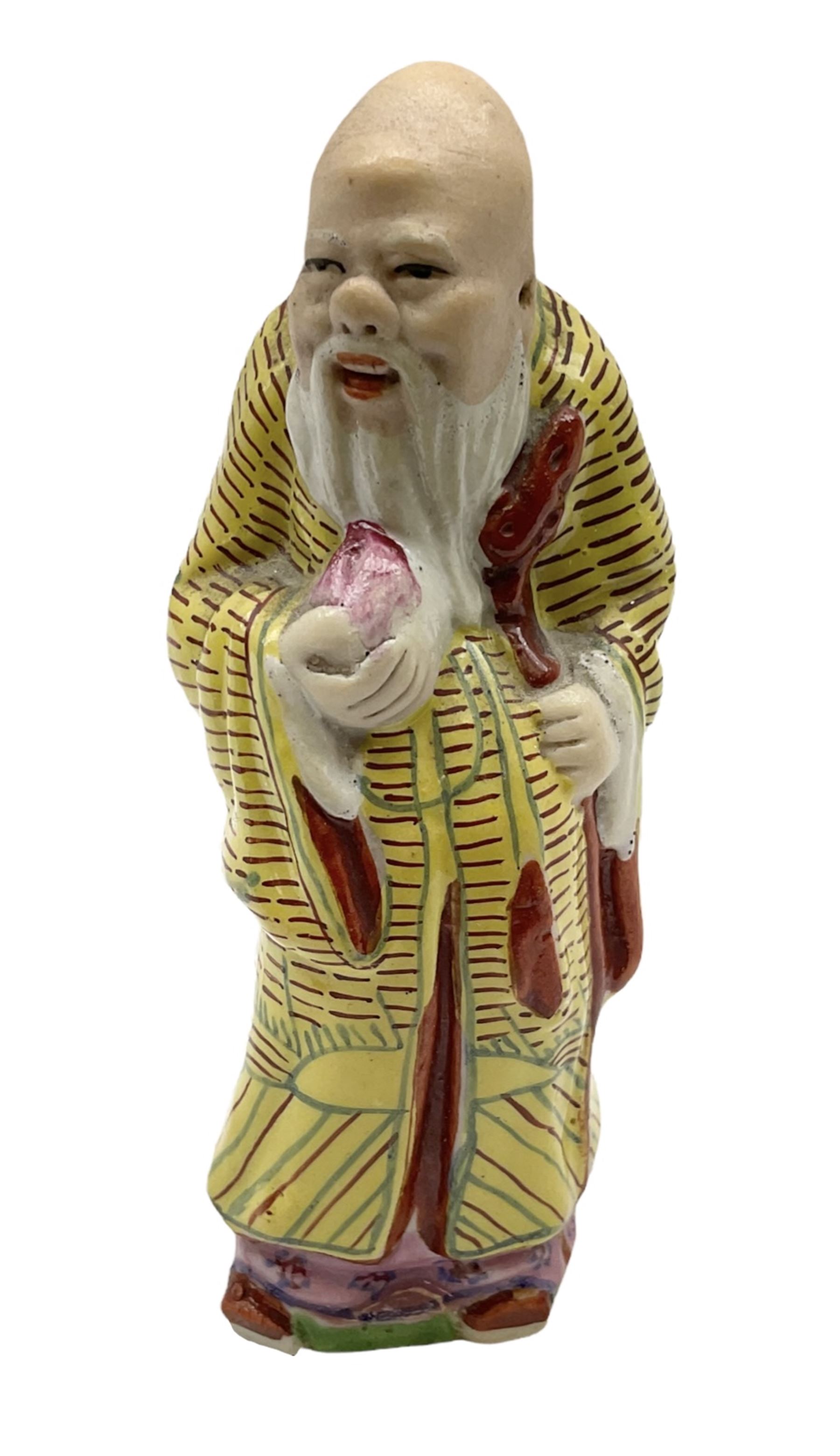 20th century Chinese Famille Rose figure of Shou Lao, H10cm