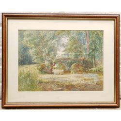 Fritz B Althaus (AKA Frederick Kerr) (British 1863-1962): Packhorse Bridge Winsford Exmoor, watercolour signed and dated 1907, 26cm x 36cm