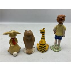 Set of eight Winnie the Pooh Beswick figures, comprising Christopher Robin, Winnie the Pooh, Tigger, Piglet, Rabbit, Eeyore, Owl and Kanger, six with original boxes, tallest H12cm  