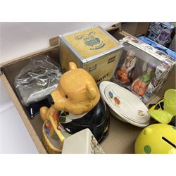 Collection of Ringtons novelty ceramics including money boxes, salt and pepper shakers, etc