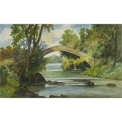 Nathan Stanley Brown (British 1890-1980): 'Beggars Bridge Glaisdale' & 'Early Morning Mist in the Forest', pair watercolours signed, titled verso 26cm x 42cm (2) 