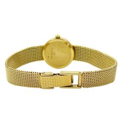 Zenith ladies 9ct gold quartz wristwatch, white enamel dial with baton hour markers, on integral 9ct gold bracelet strap