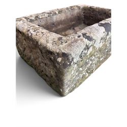 19th century weathered stone planter of rectangular form 