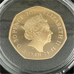The Royal Mint United Kingdom 2021 'The 50th Anniversary of Decimal Day' gold proof fifty pence coin, struck on 15th February 2021, cased with certificate