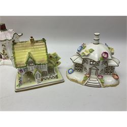 Eleven Coalport cottages, including Park Folly, The Alms House, Watermill and The Summer House, each with printed marks beneath