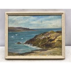 Owen Bowen (Staithes Group 1873-1967): Coastline near the Solway Firth, oil on board signed 26cm x 35cm