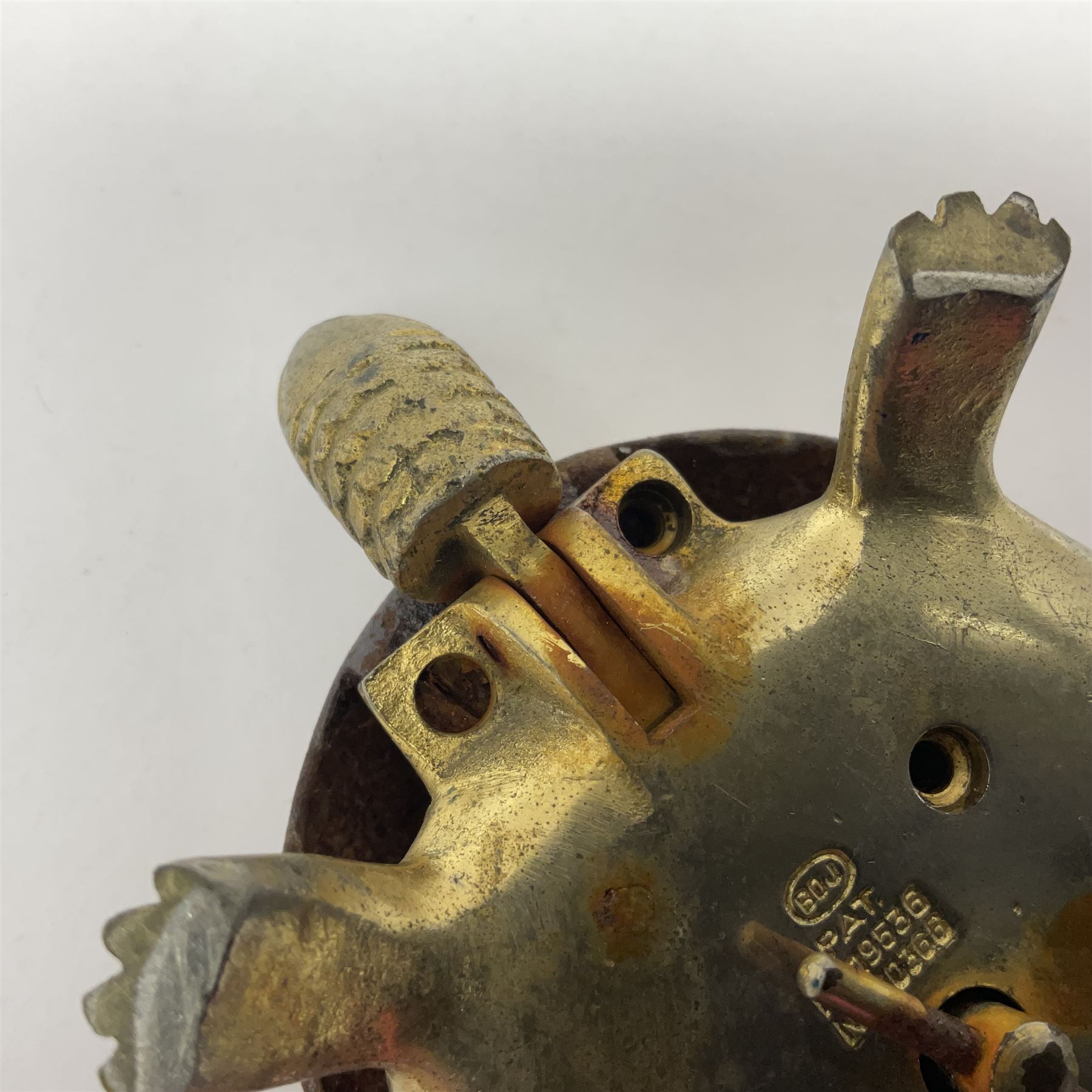 Gilt bronze novelty table bell, modelled as a tortoise, the shell concealing a clockwork movement, with impressed marks beneath, H6cm