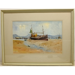 Bill Lowe (British 20th century): 'The Harbour Scarborough', watercolour signed, titled verso with artist's address 34cm x 52cm
