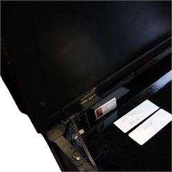 Offenbach by Daewoo model DU-4 upright piano, within high gloss ebonised case, circa 1990s serial no. 154804, with black wooden stool with velvet seat