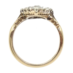 Victorian rose gold and silver, diamond marquise shaped ring, total diamond weight approx 1.70 carat