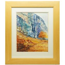 Keith Mountain (British 1944-): Cliff Face and Trees, watercolour on textured paper signed 44cm x 35cm 