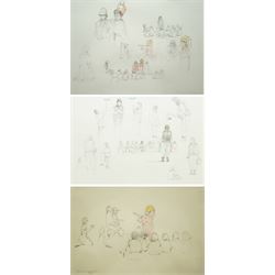 Robert 'Robbie' Wraith (British 1952-): 'The Spark Workshop 1999', set three pencil and watercolour sketches signed and dated 1999 max 28cm x 40cm (3)