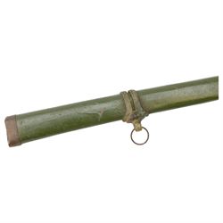 Japanese Shin Gunto Sword, with 70cm steel single edged blade, in green metal scabbard, overall L92cm