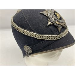 Victorian British Army South Lancashire Regiment 1st Volunteer Battalion other ranks blue cloth home service helmet with helmet plate, spike and chinstrap